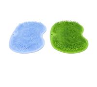 Yinhing Lot de 2 Tapis de Douche pour le Dos et les Pieds, Lot de 2, TPR Doux pour la Peau, Nettoyage Doux, 9,84 X 11,81 Pouces, Bleu Vert, Antidérapant, avec Nettoyant Multifonctionnel (Bleu Vert)
