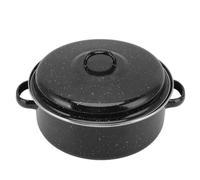 Yinhing Poêle à Rôtir Antiadhésive de 26 Cm avec Couvercle Marmite de Barbecue pour Patates Douces Rôties Châtaignes Marmite en émail Domestique Finition Mouchetée Sûre (Couvercle en fer 26CM)