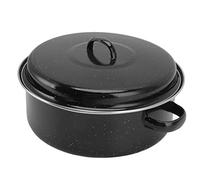 Yinhing Poêle à Rôtir Antiadhésive de 26 Cm avec Couvercle Marmite de Barbecue pour Patates Douces Rôties Châtaignes Marmite en émail Domestique Finition Mouchetée Sûre (Couvercle en fer 28CM)
