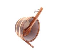 Yinhing Seau de Sauna en Bois de Cèdre de qualité Supérieure avec Louche, Anti-Fuite, Haute Température pour Hammam, Spa, Piscine, Tonneau en Bois de 4 L avec Doublure en Plastique