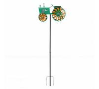 Yinhing Tracteur Vert Roues Rotatives au Vent Piquet en Fer | Ornement de jardin rustique en fer, roues rotatives résistantes aux intempéries, idéales pour la cour, le patio, la pelouse