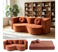Yinngsop Canapé sans Armature | Canapé-lit Pliable | Salon-Chambre | Déploiement en une seconde | 150/200 cm | Sommier rabattable | Housses amovibles et lavables | Accou(Orange,200CM)