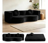Yinngsop Canapé sans Armature | Canapé-lit Pliable | Salon-Chambre | Déploiement en une seconde | 150/200 cm | Sommier rabattable | Housses amovibles et lavables | Accou(noir,200CM)