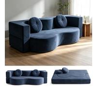 Yinngsop Canapé sans Armature | Canapé-lit Pliable | Salon-Chambre | Déploiement en une seconde | 150/200 cm | Sommier rabattable | Housses amovibles et lavables | Accou(Blue,200CM)