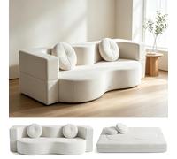 Yinngsop Canapé sans Armature | Canapé-lit Pliable | Salon-Chambre | Déploiement en une seconde | 150/200 cm | Sommier rabattable | Housses amovibles et lavables | Accou(blanc,150CM)