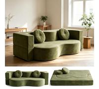 Yinngsop Canapé sans Armature | Canapé-lit Pliable | Salon-Chambre | Déploiement en une seconde | 150/200 cm | Sommier rabattable | Housses amovibles et lavables | Accou(Green,150CM)