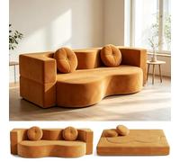 Yinngsop Canapé sans Armature | Canapé-lit Pliable | Salon-Chambre | Déploiement en une seconde | 150/200 cm | Sommier rabattable | Housses amovibles et lavables | Accou(Jaune,150CM)