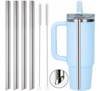 YINORD Lot de 4 pailles de rechange en métal | pour Stanley Quencher ProTour Flip Straw Tumbler de 887 ml | Pailles réutilisables en acier inoxydable
