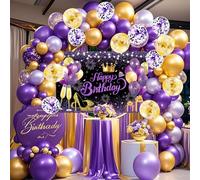 YinQin Lot de 63 ballons violets et dorés pour fête d'anniversaire pour fille et femme