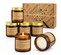 YINUO LIGHT coffret cadeau de bougies parfumées pour femme, lot de 6 bougies en cire de soja en verre ambré, 6 parfums, cadeau femme maman amie, anniversaire Noël fête des Mères