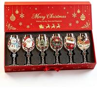 yiokeo Christmas Glasses Drinking, Christmas 3D Wine Glass Collection Gift Box Set with Snowflake Decor, Cocktail Compatible, Table Decor, for Wine, Cocktails, Holiday Party (6PCS)