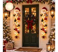 yiokeo Décoration de Noël Lumineuse à Suspendre, Décoration de Porte Noël Lumière Chaude, Père Noël Bonhomme de Neige Renne, Suspension Noël pour Porte Mur Fenêtre Cheminée (2PCS*A)