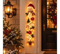 yiokeo Décoration de Noël Lumineuse à Suspendre, Décoration de Porte Noël Lumière Chaude, Père Noël Bonhomme de Neige Renne, Suspension Noël pour Porte Mur Fenêtre Cheminée (1PCS*E)