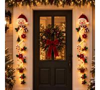 yiokeo Décoration de Noël Lumineuse à Suspendre, Décoration de Porte Noël Lumière Chaude, Père Noël Bonhomme de Neige Renne, Suspension Noël pour Porte Mur Fenêtre Cheminée (2PCS*E)