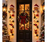 yiokeo Décoration de Noël Lumineuse à Suspendre, Décoration de Porte Noël Lumière Chaude, Père Noël Bonhomme de Neige Renne, Suspension Noël pour Porte Mur Fenêtre Cheminée (2PCS*C)