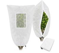 Yiomxhi 2 Pièce Voile Hivernage Plante Exterieur 120x180cm | Housses de Protection avec Fenêtre Transparente Fermeture Éclair Cordon Serrage, Toile Sac Hiver pour Palmiers Laurier Rose
