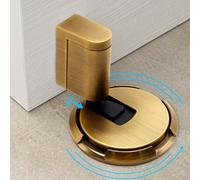 Yiomxhi Butée de Porte Sol Arrêts de Porte Mécanique, Butoir de Portes Réglable en Hauteur, Cale Bloc Porte Protecteur Mural avec Adhésive 3M sans Perçage et Vis, Bronze