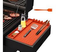 Yiomxhi Tapis de Cuisson pour Barbecue pour Grils à Gaz Tablettes Latérales, Tapis de Spatule en Silicone, Support Outil Barbecue pour Cuisines & Poêles & Grills Comptoirs (Orange)