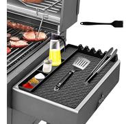 Yiomxhi Tapis de Cuisson pour Barbecue pour Grils à Gaz Tablettes Latérales, Tapis de Spatule en Silicone, Support Outil Barbecue pour Cuisines & Poêles & Grills Comptoirs (Noir)