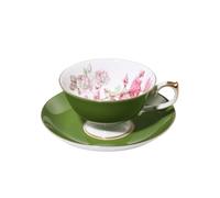 YIORYO Ensemble de tasses à café et soucoupes, ensemble de tasses à thé for café ou tasse à thé for la cuisine à domicile, bar à café, brunch(Green)