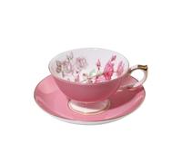 YIORYO Ensemble de tasses à café et soucoupes, ensemble de tasses à thé for café ou tasse à thé for la cuisine à domicile, bar à café, brunch(Pink)
