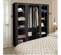 YIPEEMA. ARMOIRE DE RANGEMENT 3 PORTES PENDERIE MULTIFONCTIONNEL POUR CHAMBRE ADULTE ENFANT - NOIR 150 X 45 X 175 CM.