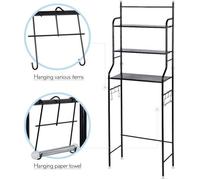 Yipeema Meuble WC 55 x 26 x 165cm étagère de Toilettes En Métal-Noir 3 Niveaux Save Space