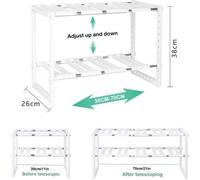 Yipeema Organiseur sous évier extensible - 2 Étages Multifonctionnel avec Étagères Amovibles pour Cuisine (38-70) x 26 x 38 cm Blanc