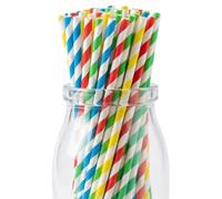 YIPFEN 100 Pailles en Papier Colorées, 3 Couches Résistantes, Biodégradables & Compostables, pour Boissons Froides/Chaudes, Décoration de Fête
