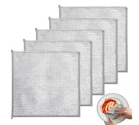 YIPFEN 5 pièces Chiffons à Vaisselle en Fil Métallique Double Couche Anti-Rayures, Torchons de Cuisine, Lavette, Torchon de Cuisine Multifonctionnel, Chiffon Lavette Réutilisable
