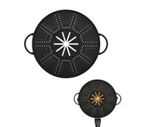 YIPFEN Couvercle Anti-éclaboussures Silicone 1 pièce, Noir, pour poêle/casserole 27cm. Multifonction Anti-débordement & Égouttoir, idéal pour une cuisine propre.