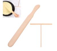 YIPFEN Ensemble 2 pièces, spatule en bois pour crêpes et pancakes, répartiteur de pâte à crêpes, ustensile pour cuisine, spatule résistante à la chaleur