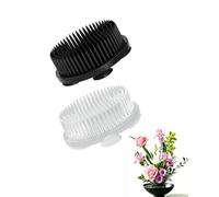 YIPFEN Lot de 2 grenouilles à fleurs rondes de 7 cm Kenzan Ikebana avec fixation stable pour arrangements floraux créatifs dans des vases, décoration de table pour maison et bureau, noir et blanc