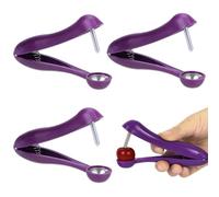 YIPFEN Lot de 3 Dénoyauteurs à Cerises en Acier Inoxydable (Violet), Presse-Noyaux Manuel par Poussoir, Ustensiles de Cuisine Compacts pour Cerises, Olives, Dattes