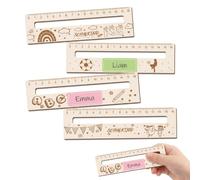 YIPFEN Lot de 4 règles de lecture pour enfants de CP, règle de lecture en bois personnalisée, marque-pages pour écoliers, règle 16 cm, cadeau de rentrée scolaire pour garçons et filles, école primaire