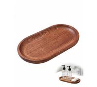 YIPFEN Petit Plateau de Service Ovale en Bois 1 Pièce, Polyvalent & Décoratif pour Café, Bijoux, Vide Poche, Apéritif, Coiffeuse, Salle de Bain.