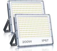 YIQIBRO Spot Projecteur LED Exterieur 200W 20000LM 2 Pieces, IP67 Etanche Lampe Halogene LED Exterieur, 7000K Blanc Froid Phare Exte
