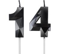 Yiran Bougies d'Anniversaire 14 Ans - Numéro 14 - Bougies Noires - Bougie d'anniversaire pour gâteau - Bougies de Gâteau Décorations de Gâteau Fête d'Anniversaire, Mariage