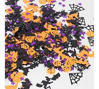 Yiran Confettis de Table Halloween - Citrouilles, Araignées, Chauve-Souris pour Nuit Décorations Fournitures - Sprinkles 15g, Noir Orange Violet