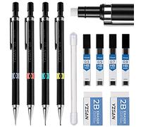 YISAN Lot de 4 Porte mines Set,Crayon Mécanique Set,0,3 & 0,5 & 0,7 & 0,9 mm avec Recharges de Plomb HB pour Dessin,et Gommes,70719
