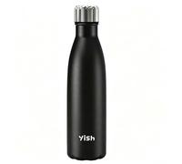 YISH Bouteille Isotherme Gourde Inox - Gourde 500ml avec Mousquetons - 10h Froid/Chaud - pour Sport,Gym, Cyclisme, Randonnée, Bureau, École Noir