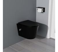 Yishang WC de douche Taharet avec buse intégrée, rinçage Tornado, WC mural sans bord avec fonction bidet, WC suspendu avec nano-revêtement, abattant WC avec abaissement automatique, isolation phonique