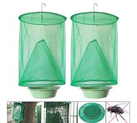 Yisscen 2 Pièces Piège à Mouches de Ranch, Piège à Mouches Cage de piégeage pour Insectes en extérieur avec piège à Aliments Piège à Insectes Pliable Cage Anti-Moustique pour Ferme, Parc, Jardins
