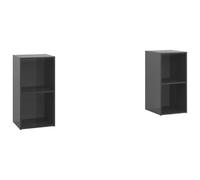 Yisssmeng 2 Meubles TV Gris Brillant 72x35x36,5 cm Bois d'Ingénierie | Design modulable pour salon et chambre, pose horizontale ou verticale avec grands compartiments ouverts.