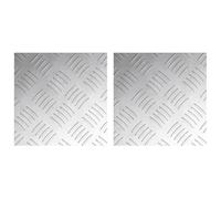 Yisssmeng 2x Nez de Marche Aluminium 20x20 cm Argenté Antidérapant | Protection antidérapante en alu damier pour escalier intérieur et extérieur. Idéal pour maison, bureau ou terrasse.