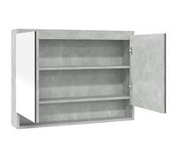 Yisssmeng Armoire à miroir - Gris béton - 80 x 15 x 60 cm - En MDF avec revêtement en mélamine et verre - 3 compartiments USB 5 V - Moderne - Pour salle de bain, invités, WC et petits espaces