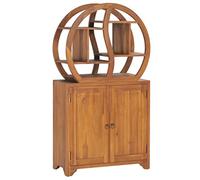 Yisssmeng Armoire avec étagère Yin-Yang - 70 x 30 x 130 cm - En teck massif - Avec 2 portes - Design oriental - Pour salon et couloir