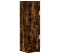 Yisssmeng Armoire de cuisine en bois de chêne fumé avec portes et étagères, armoire haute compacte pour ustensiles de cuisine, 38 x 41,5 x 131,5 cm