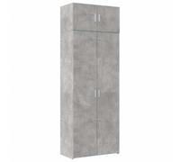 Yisssmeng Armoire de Rangement Gris Béton 80x42,5x225 cm Meuble Haut | Double colonne haute de 225 cm en bois d'ingénierie gris béton avec 6 compartiments pour salon, bureau et garage.