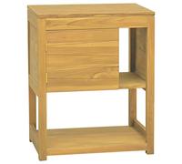 Yisssmeng Armoire de salle de bain 60 x 40 x 75 cm en bois massif teck - Élégante armoire de salle de bain avec porte et étagères - Étagère de salle de bain stable naturelle pour plus d'espace de